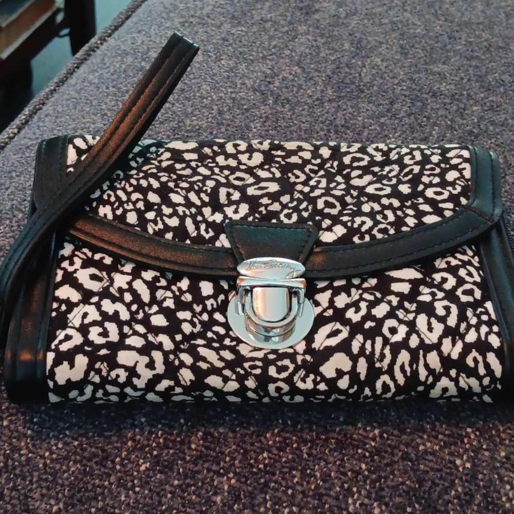 Vera Bradley Wallet, lots of pockets, Black & White, leather trim.